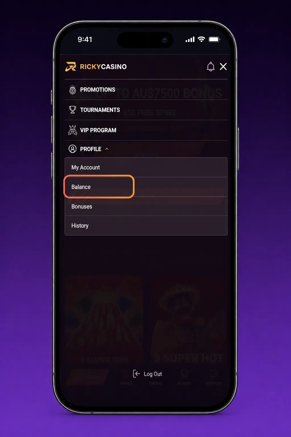 Ricky Casino Australia withdrawal guide showing cashier payout steps, verification and payment method options