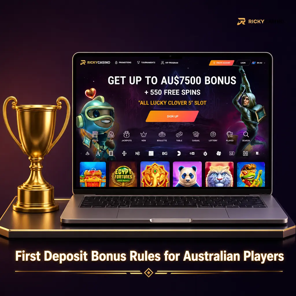 First deposit casino bonus for Australian players: 550% up to 7,500 AUD plus 550 free spins