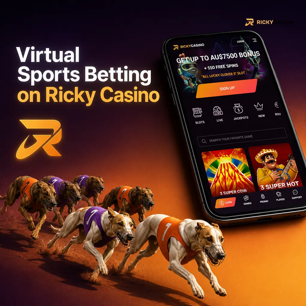 Virtual sports betting at Ricky Casino with football, horse racing, greyhounds and basketball